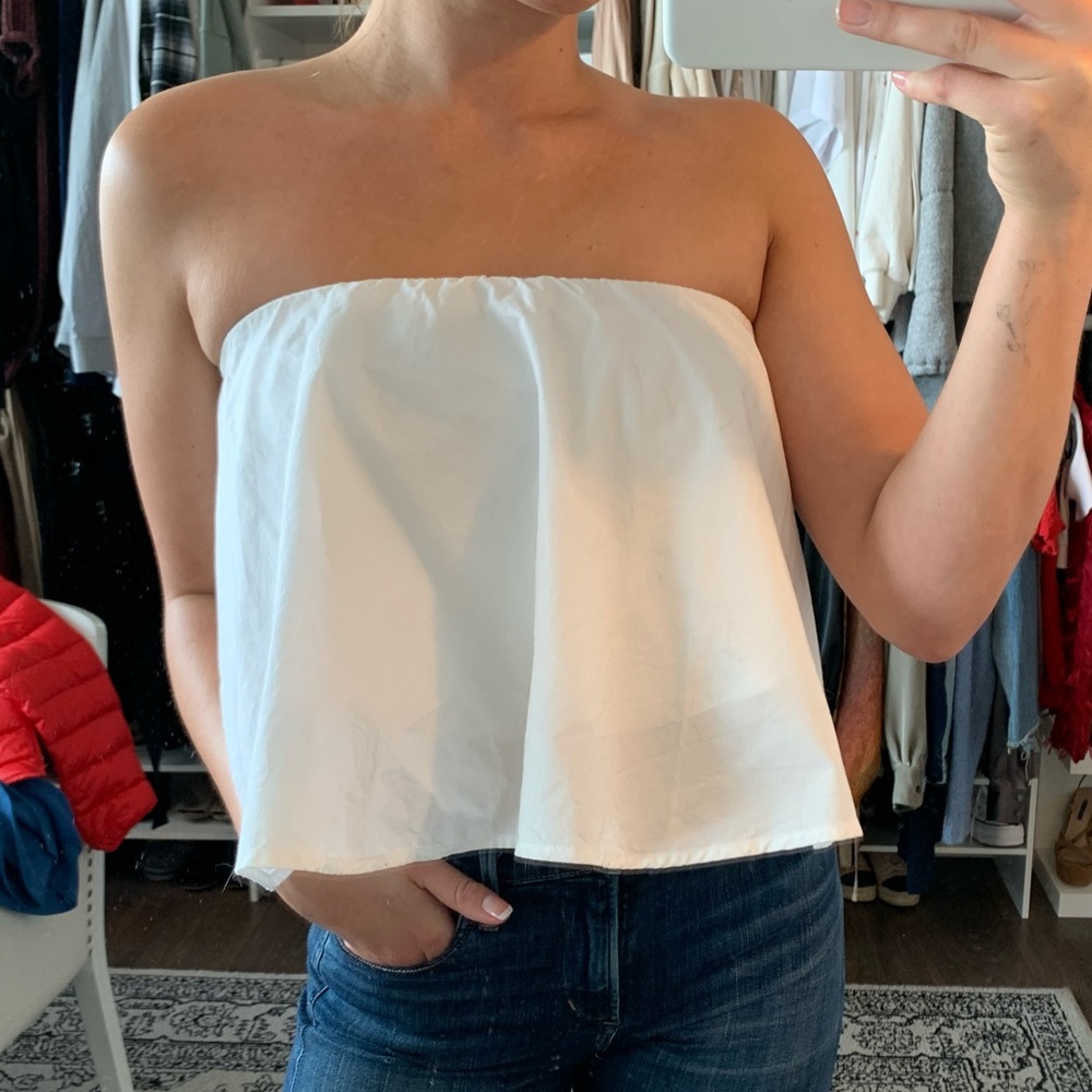 Aritzia White Strapless Blouse